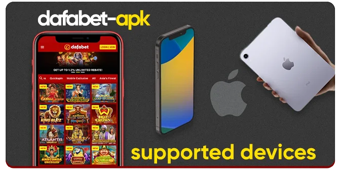 A few example iOS devices on which the Dafabet app can be installed